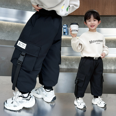 男童冬季羽绒裤儿童工装棉裤小童宝宝加厚一条过冬男孩运动休闲裤