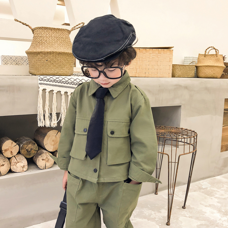 男童春装套装儿童工装痞帅气时髦