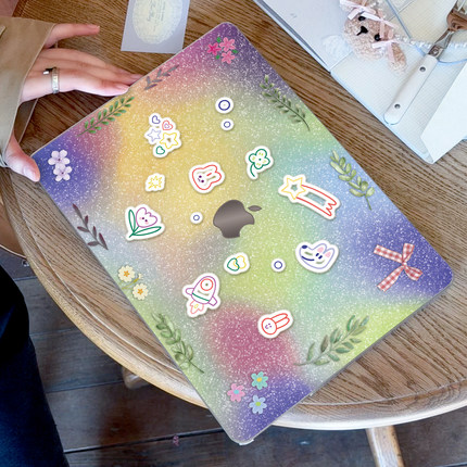 ins多彩星星兔适用苹果华为电脑macbook15保护壳mac笔记本电脑2025新款M2pro15寸macbookair13膜M3轻薄冰晶壳