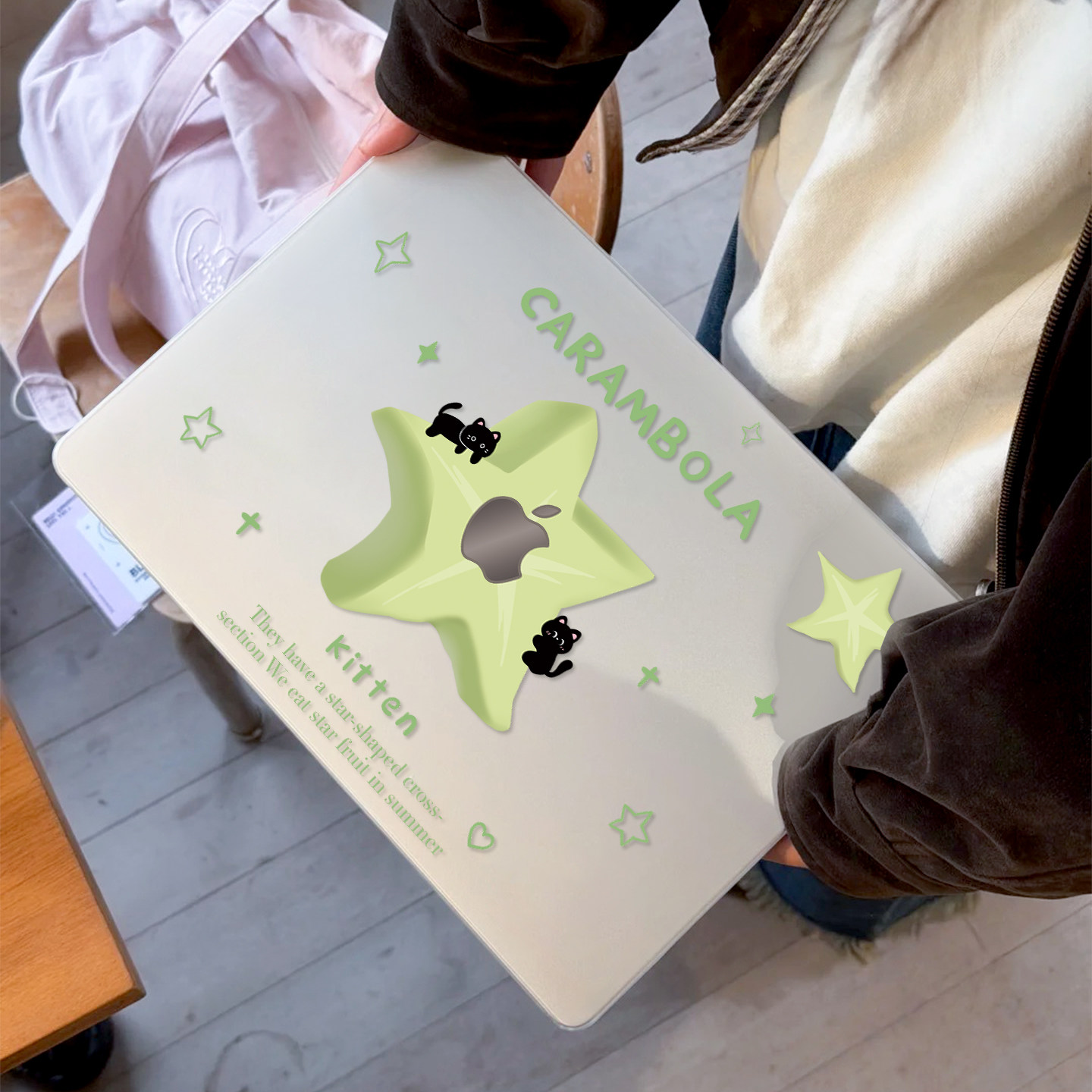 ins杨桃猫咪适用苹果华为电脑macbook15保护壳mac笔记本电脑2025新款M2pro15寸macbookair13膜M3轻薄冰晶壳