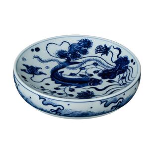 钟家窑鱼陶瓷置 窑c860青花柴瓷盖手绘经典藻纹壶盖托杯垫茶垫茶