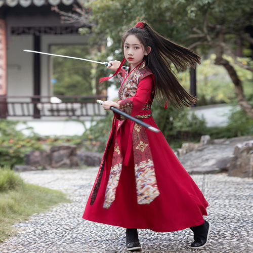 女童汉服2026新款儿童红
