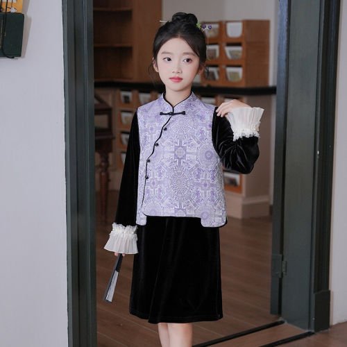 女童套装中国风汉服马甲