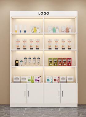 带灯化妆品展示柜美容产品陈列货架礼品摆件储物柜理发店样品柜子