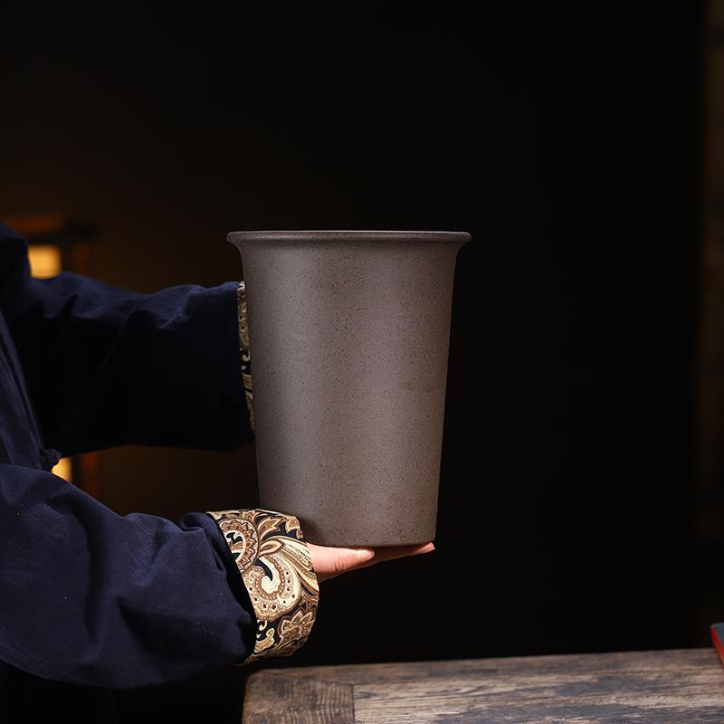 清香阁紫砂 出汗泥圆筒花盆 室内春兰建兰桌面绿植透气兰花引种盆