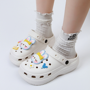 包头拖鞋 新款 可外穿踩屎感增高沙滩鞋 女夏季 男 EVA厚底可爱洞洞鞋