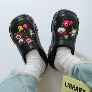 可外穿婚纱神器松糕高跟沙滩包头半拖鞋 女夏季 厚底洞洞鞋 2025新款