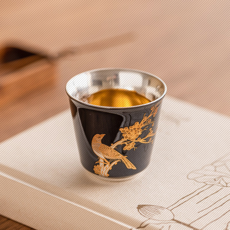 喜上眉梢b鎏银茶杯主人杯单个轻奢高档家用喝茶品茗杯单杯礼盒