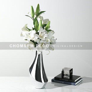 简约现代样板房间家居茶几插花器售楼处玄关镜面花瓶软.装 饰品摆