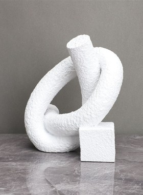 现代简约树脂白色摆件样板房售楼部卧室书房客厅桌面玄Z关饰品摆