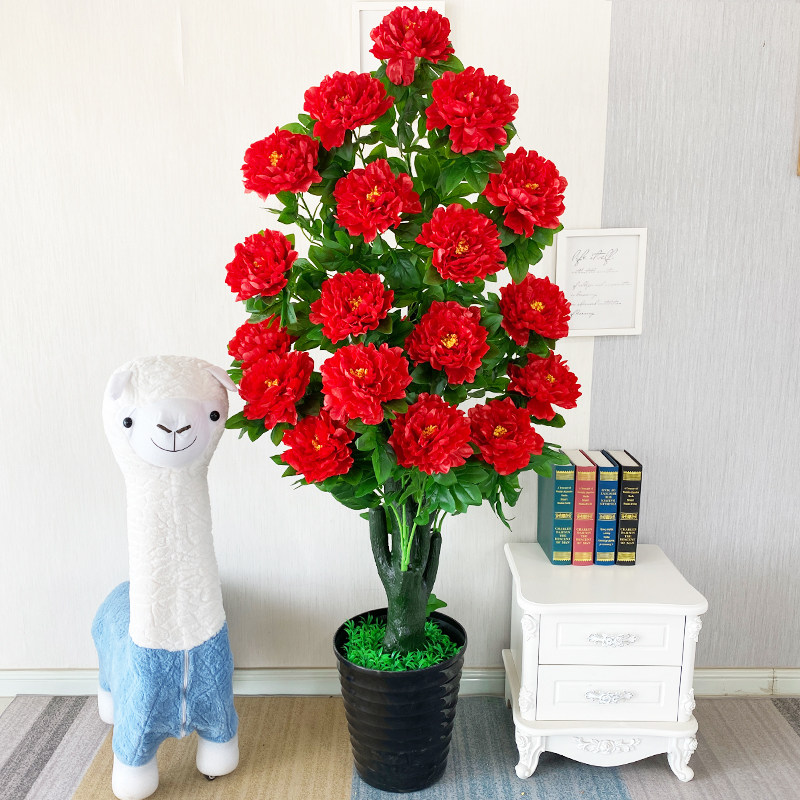 仿真花假花牡丹花树假树大型室内客厅大型落地盆栽塑料花盆景装饰