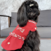 宠物衣服定制新中式 JOLIE流金小红裙 小狗新年衣服红色保暖