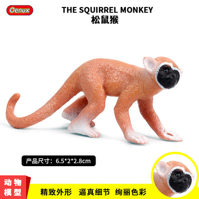儿童认知塑胶玩具实心仿真野生动物模型迷你松鼠猴动物园猴子模型