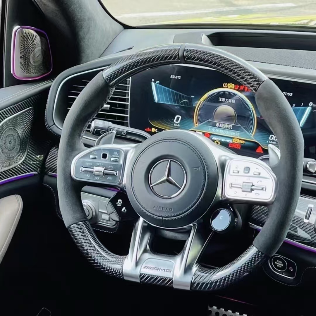适用奔驰A180LC200LE300GLC260GLA200老改新AMG碳纤维加热方向盘