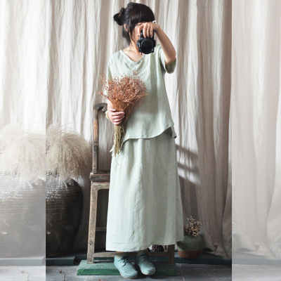 棉麻世家新款原创棉麻女装文艺宽松大码女式衬衫亚麻上衣打底T恤