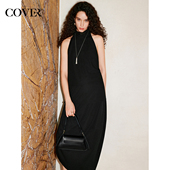 COVERINS黑色挂脖上衣女设计感静奢风2026春季 新款 CC36170020