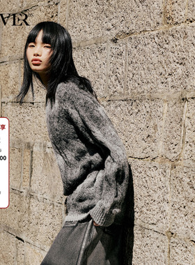 COVERINS 秋冬新款慵懒风宽松羊毛渐变灰色套头毛衣女CC34306140