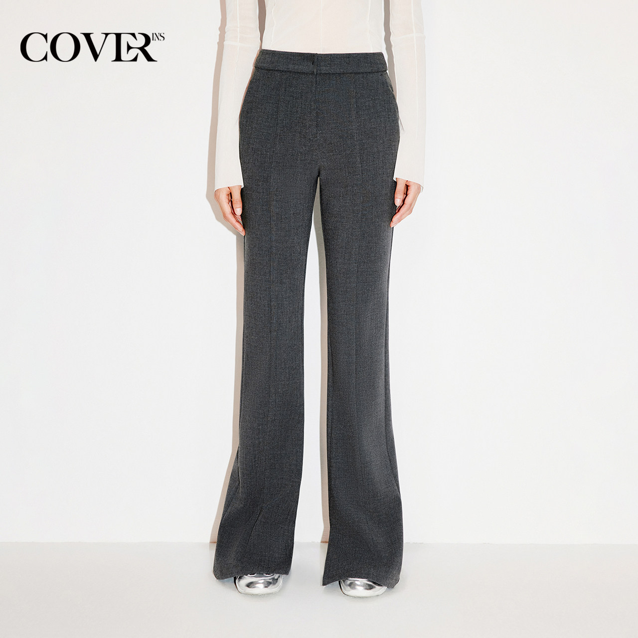 COVERINS四面弹TR微喇西裤女修身长裤2025冬季新款CC35520200