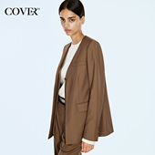 辛芷蕾同款 假两件设计气质无领西装 外套女 COVERINS 直筒西裤