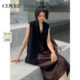 COVERINS黑色西装 CC36101040 马甲外套女宽松羊毛混纺2026春新款