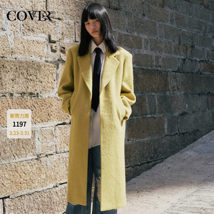 领毛呢外套 西装 COVERINS2024年冬新款 高级羊驼毛羊毛大衣女长款
