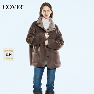 COVERINS 羊毛环保仿皮毛一体两面穿外套女CC34510278 明星同款
