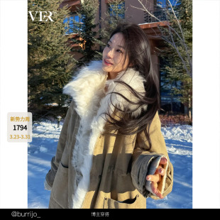 派克羽绒服外套女2025冬新款 可拆羊毛领工装 明星同款 COVERINS