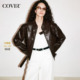 COVERINS深咖油蜡感PU皮衣外套女短款 CC36110160 夹克2026春新品