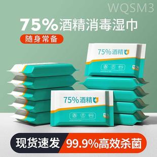 75% 杀菌学生儿童消毒湿纸巾随身装 75度酒精湿巾小包便携式 10包装