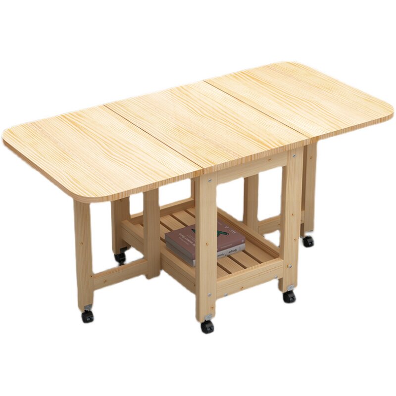 折叠茶几全实木餐桌两用小户型边几简约茶桌可移动伸缩方几矮桌