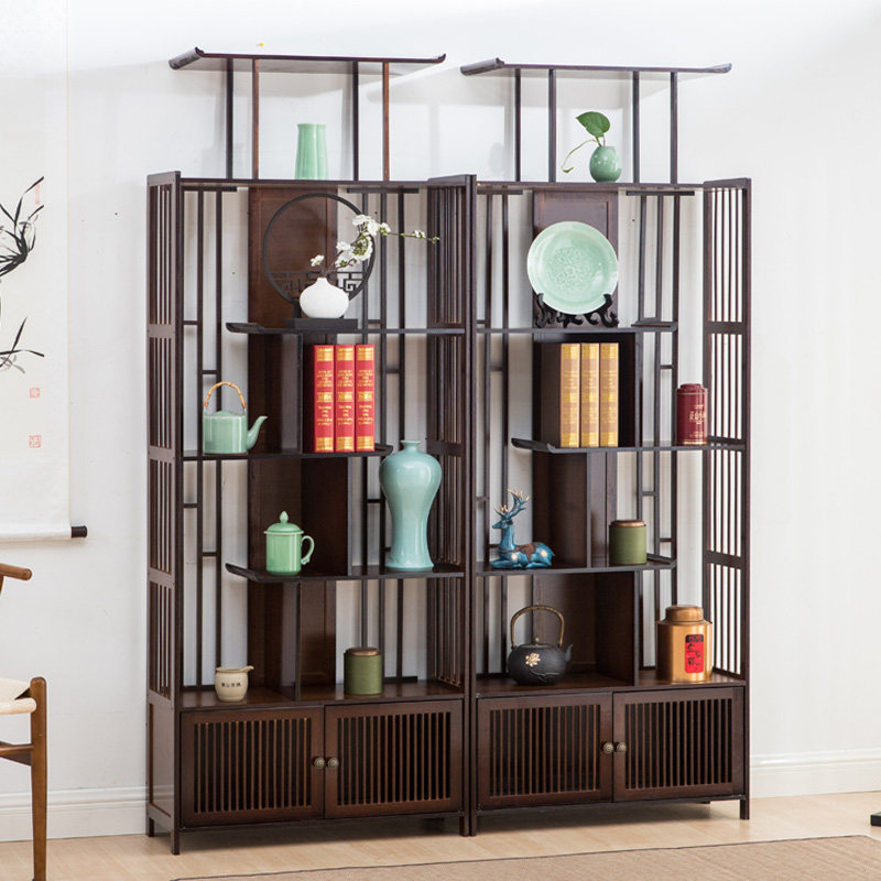 博古架实木中式多宝阁小摆件古董架茶叶柜子茶具展示柜茶室置物架