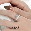 YAKA肌理不规则珐琅指环女ins冷淡风个性 滴釉甜酷可调节食指戒