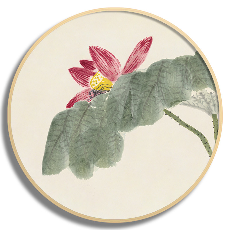 沙发水墨画圆形客l厅背景卧室壁画墙新挂画中式墙面装饰画装饰餐图片