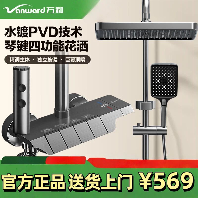 万和淋浴花洒套装精铜增压花洒浴室沐浴器