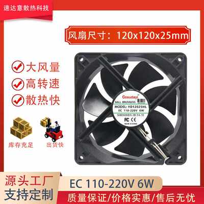 12cm/厘米EC110-220V 12025工业机箱控制柜机柜轴流散热风扇