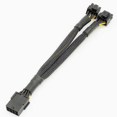 PCI-E 8p转2x8p 8P母转双6+2 公 显卡供电线 18AWG 套编织网
