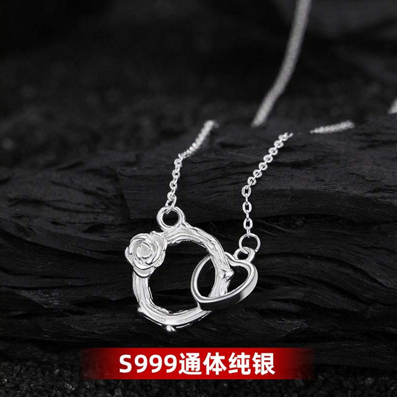 星小福玫瑰荆棘项链女节日礼物