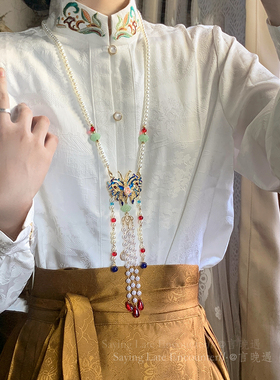 现货速发绕青苔国风蝴蝶背云璎珞项链古风汉服明制压襟马面裙