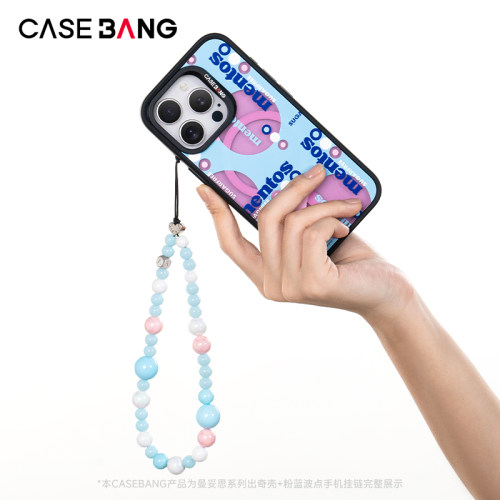 CASEBANG粉蓝波点手机腕链短挂链便携挂绳手机配件