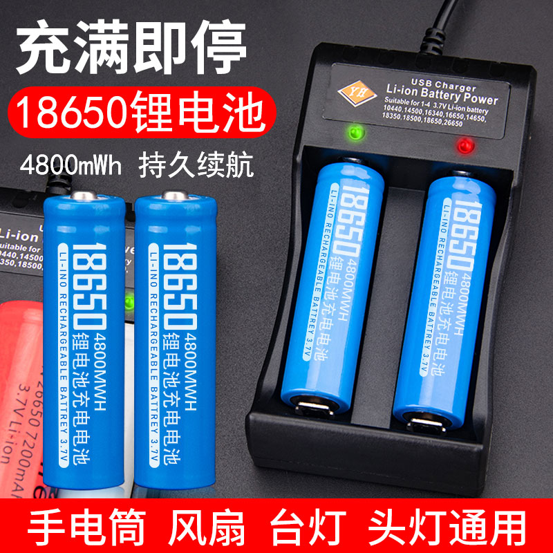 18650锂电池3.7V大容量可充电强光手电筒电推剃须刀头灯4.2充电器 户外/登山/野营/旅行用品 充电器 原图主图