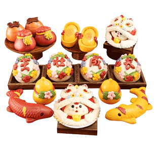 醒狮龙年花饽饽过年生日宝宝周岁宴抓周花馍馍山东花馒头年货礼盒