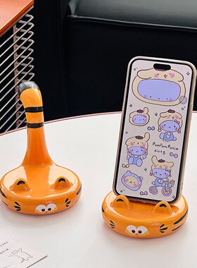 精选加菲猫可爱手机支架办公室平板支撑架创意陶瓷桌面多功能追剧