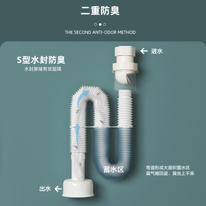 百汉洗手盆下水管洗脸盆下水道防臭排水软管面盆水池下水器配件