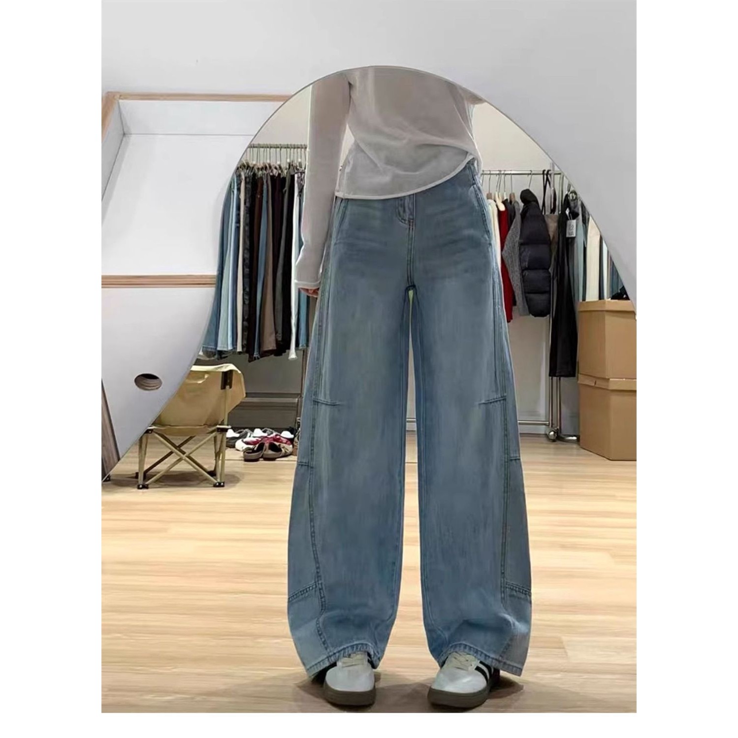 大码复古直筒牛仔裤秋冬加绒胖mm梨形身材宽松高腰显瘦阔腿弯刀裤,女装/女士精品,大码裤装,淘宝优惠券,粉丝福利购,淘宝优惠卷