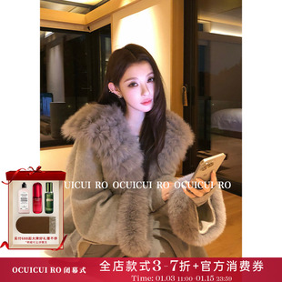 CUICUI崔崔【浪漫之都】100澳毛/狐狸毛领双面呢外套短款毛呢大衣