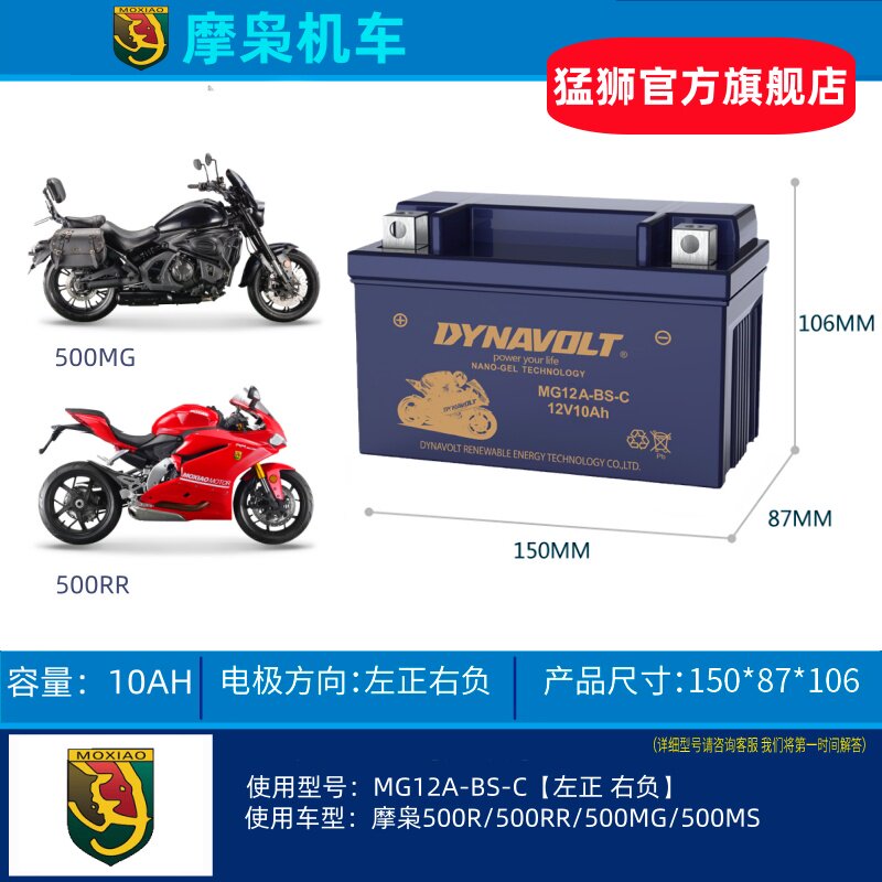 猛狮摩枭500MG/MS/RR/R英伦玛莎150/650LSRR摩瑞800MV摩托车电瓶