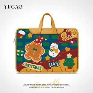 YG原创卡通姜饼人笔记本重磅电脑包2024新款 女士手提适用华为matebook14寸苹果macbook16寸联想15点6寸内胆包