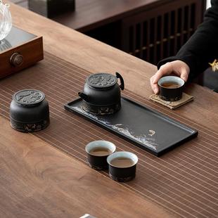 一壶三杯便携包陶瓷功夫茶具套装 旅行茶具套装 户外简约随身泡茶壶