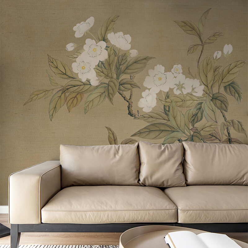 艺速 现代新中式古风墙纸客厅沙发卧室背景墙定制壁画 武陵春色