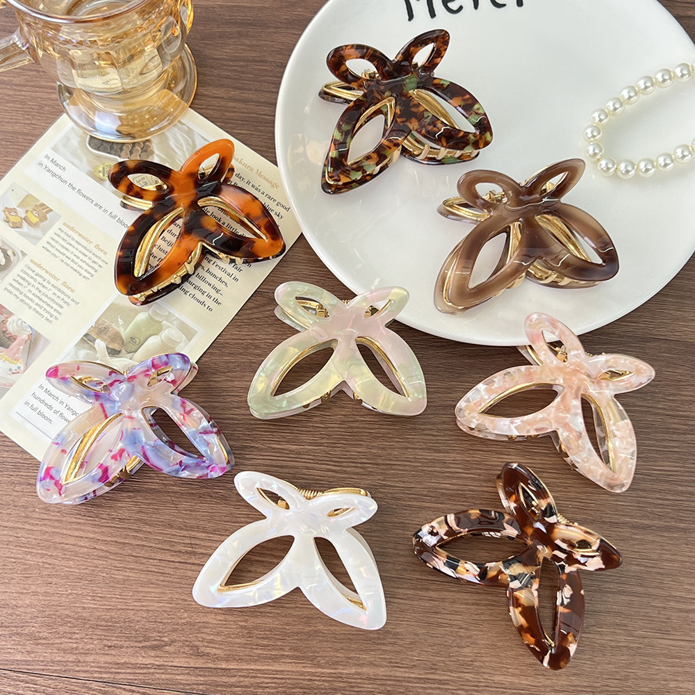 新款镂空蝴蝶抓夹时尚高级感醋酸发夹气质百搭鲨鱼夹发抓盘发夹